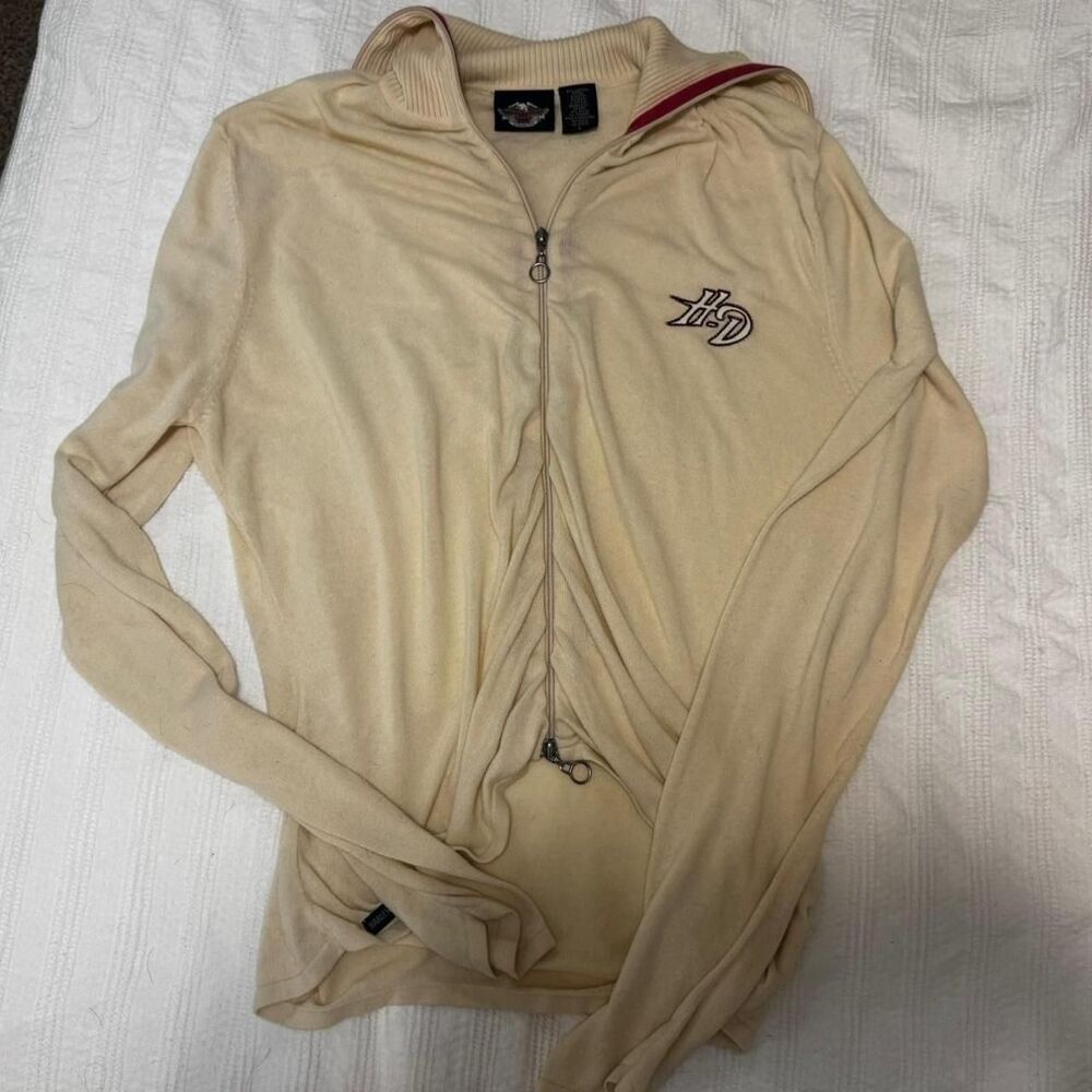 Harley-davidson Women's Cream and Yellow Jumper
